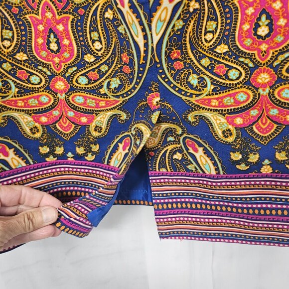 Merona Skirt Pencil Blue Paisley Retro Festival Boho 14 - Picture 9 of 13